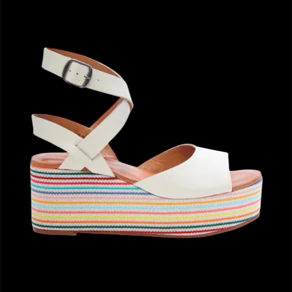Lucky Brand Ginny Milk Rivington Espadrille Wedge Sandal with Stripes - Picture 4 of 13